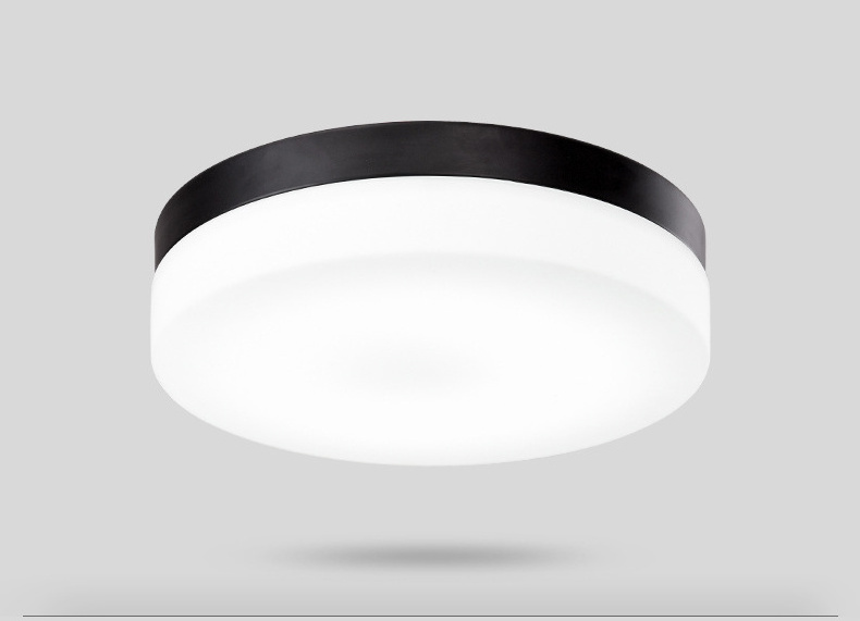 18w 24w flush mount round led ceiling panel lights modern white glass shade black nickel base LED flushmount light