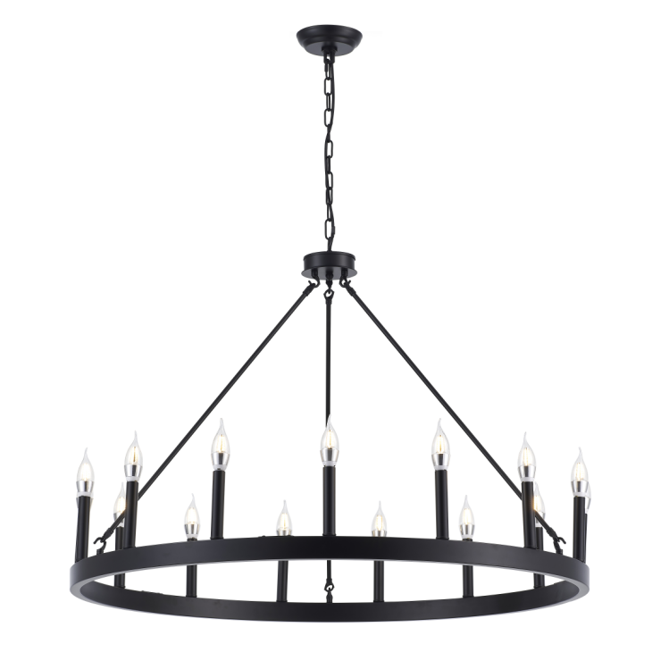 15-Light Farmhouse Wagon Wheel Chandelier 40