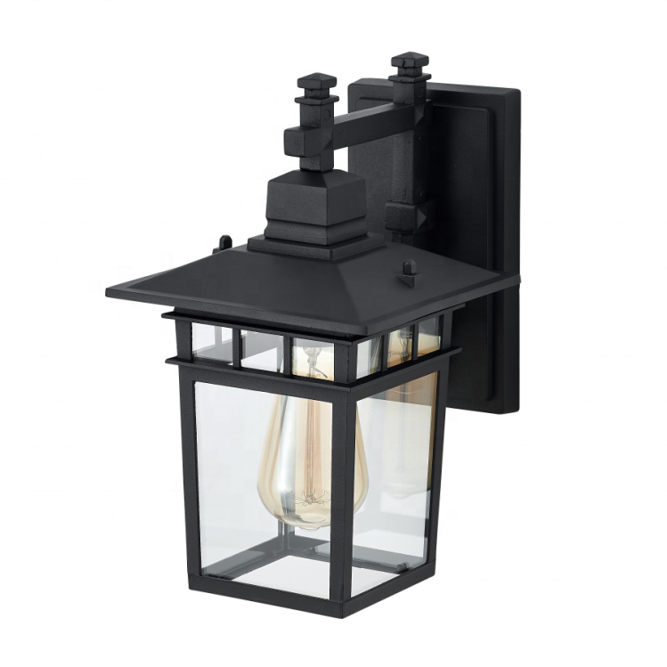 Waterproof Porch Light Fixtures Wall Mount with Seeded Glass for Entryway Doorway Garage Black Outdoor Wall Lantern Sconce Light