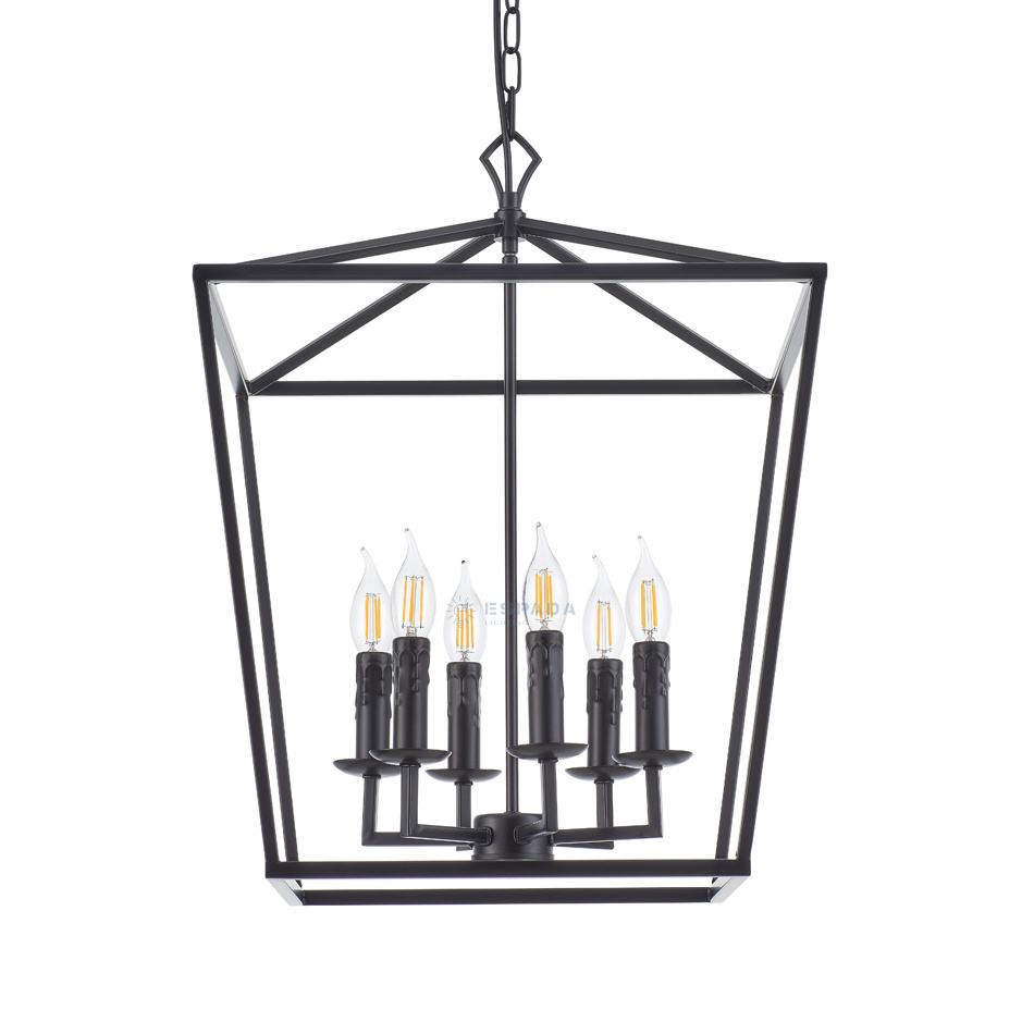 Industrial Farmhouse 6-light Lantern Geometric Chandelier