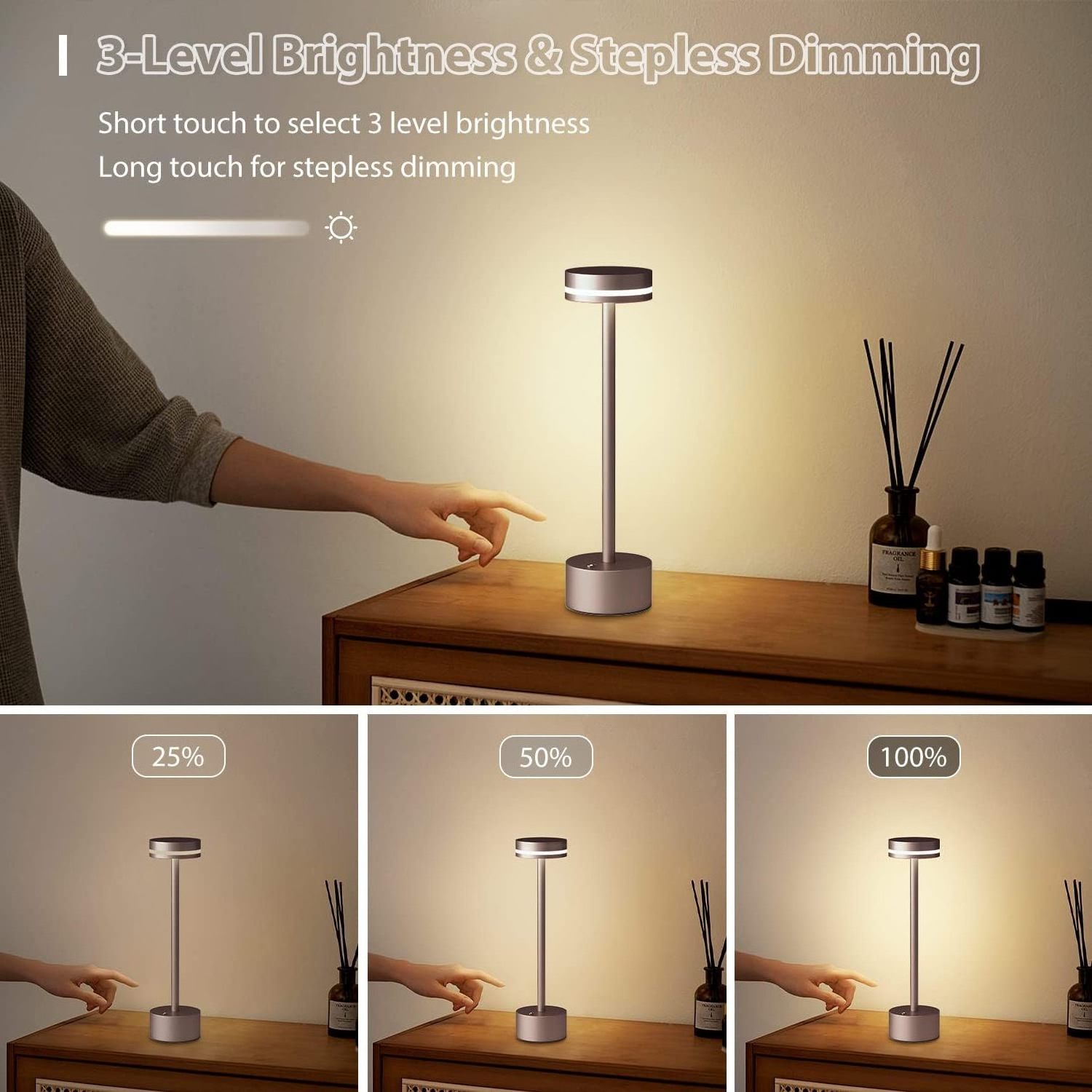 LED bedside table lamp with desk led light lampara de mesa dining light cordless table lamp rechargeable lampes de table