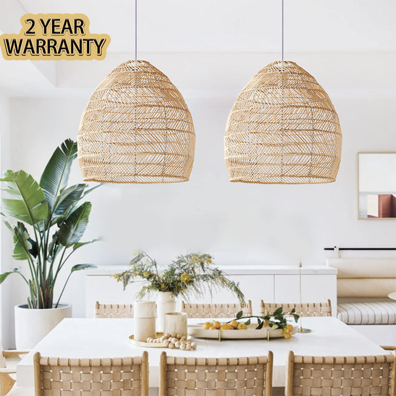 Rattan Woven Pendant Light Kitchen Island Ceiling Lights Handmade Hanging Lamp Environmental Bamboo woven rattan Pendant Light