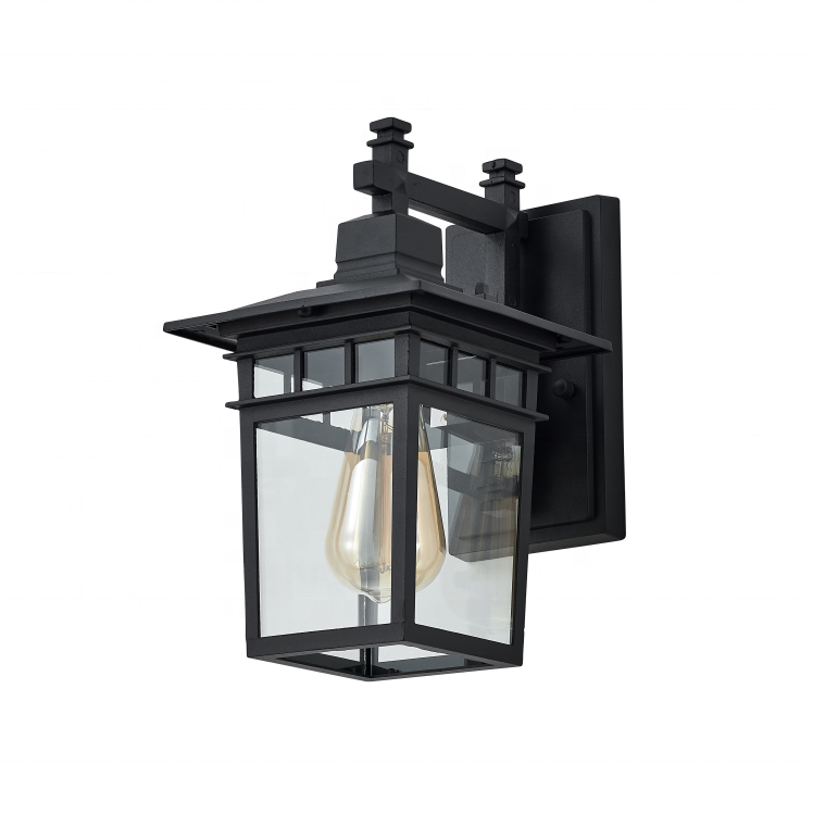 Waterproof Porch Light Fixtures Wall Mount with Seeded Glass for Entryway Doorway Garage Black Outdoor Wall Lantern Sconce Light