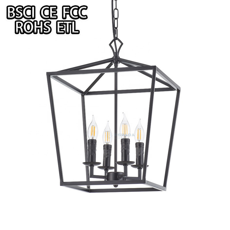 Industrial Lighting Antique Openwork Foyer Lantern 4-light Hallway Entrance Kitchen Island Hanging Ceiling Pendant light