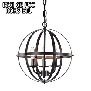 Vintage Orb Chandelier Oil Rubbed Bronze Pendant Lamp 3 Light Retro Pendant Light