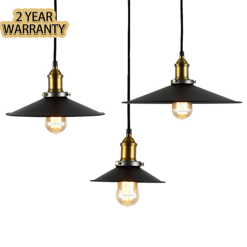 kc fcc Industrial Matte Black Metal Shade Pendant Light Rustic Farmhouse Style Retro Vintage Hanging Light