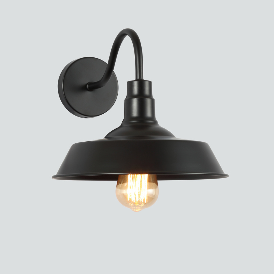 kc industrial Gooseneck Industrial Barn Style Light Vintage Farmhouse Wall Lamp Black wall sconces