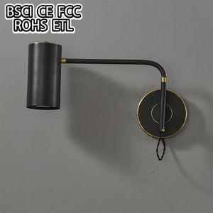 European Adjustable Swing Arm Wall Sconces Industrial Metal Fixtures Wall Mounted Read Light E27 Socket Golden Finish Wall Lamp