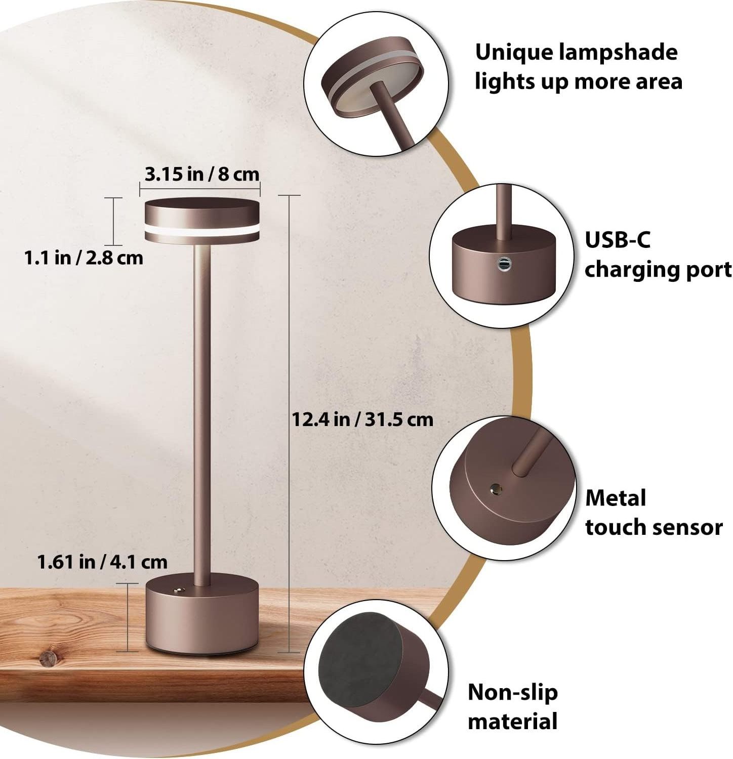 LED bedside table lamp with desk led light lampara de mesa dining light cordless table lamp rechargeable lampes de table