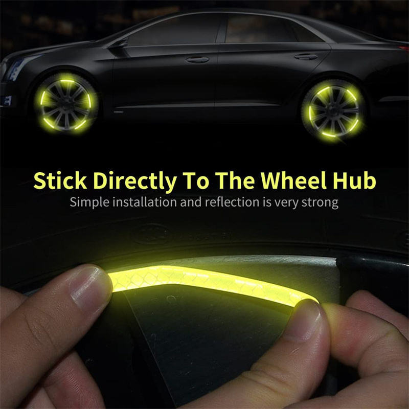 Universal Decoration Night Reflective Wheel Hub Safety Warning Stripe Stickers For Cars