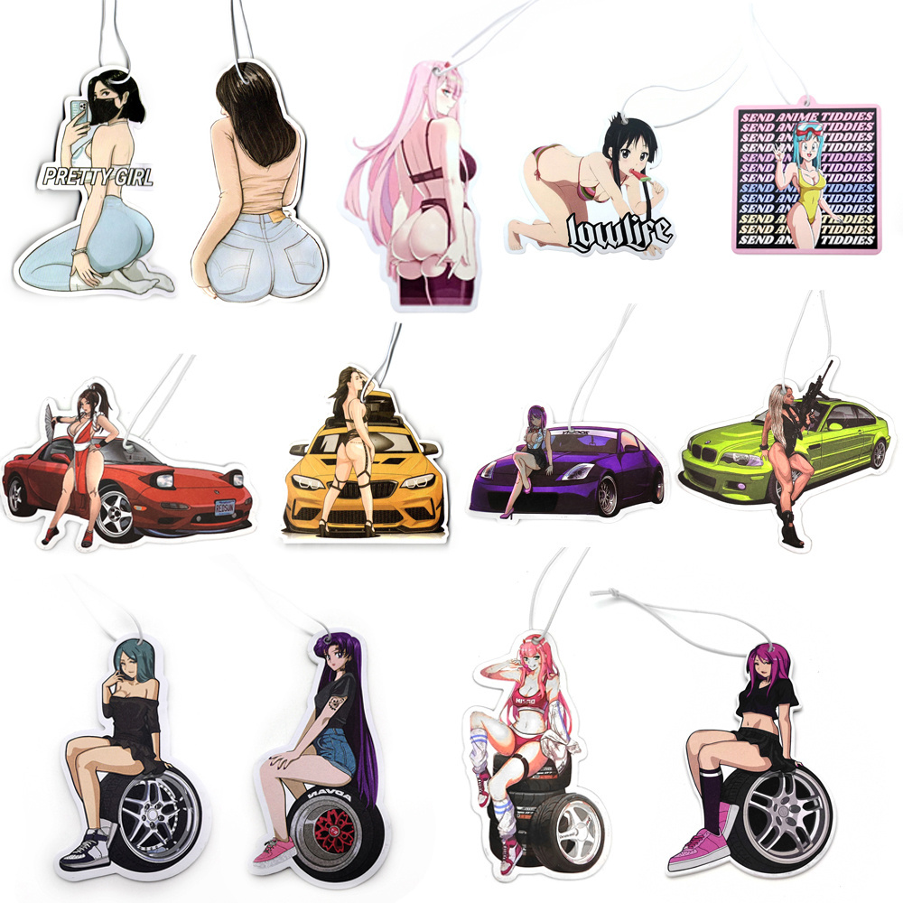 JDM Culture Series Car Air Freshener Hanging Sexy Girl Tire Girls Car Rear View Solid Paper