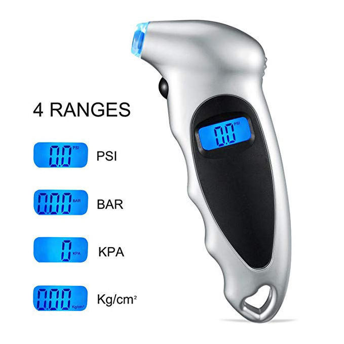 150 PSI 4 Settings Car Truck Bicycle Digital Tire Pressure Gauge with LCD and Non-Slip Grip