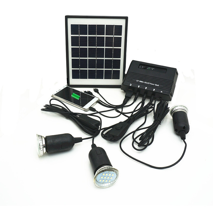 Mini solar lighting kits For Home Lighting with 4W/5V solar panel 3Ah Lithium battery