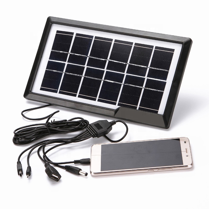 3W 6V poly solar panel with USB micro plugs for charging cell phone and multi plugs solar panel