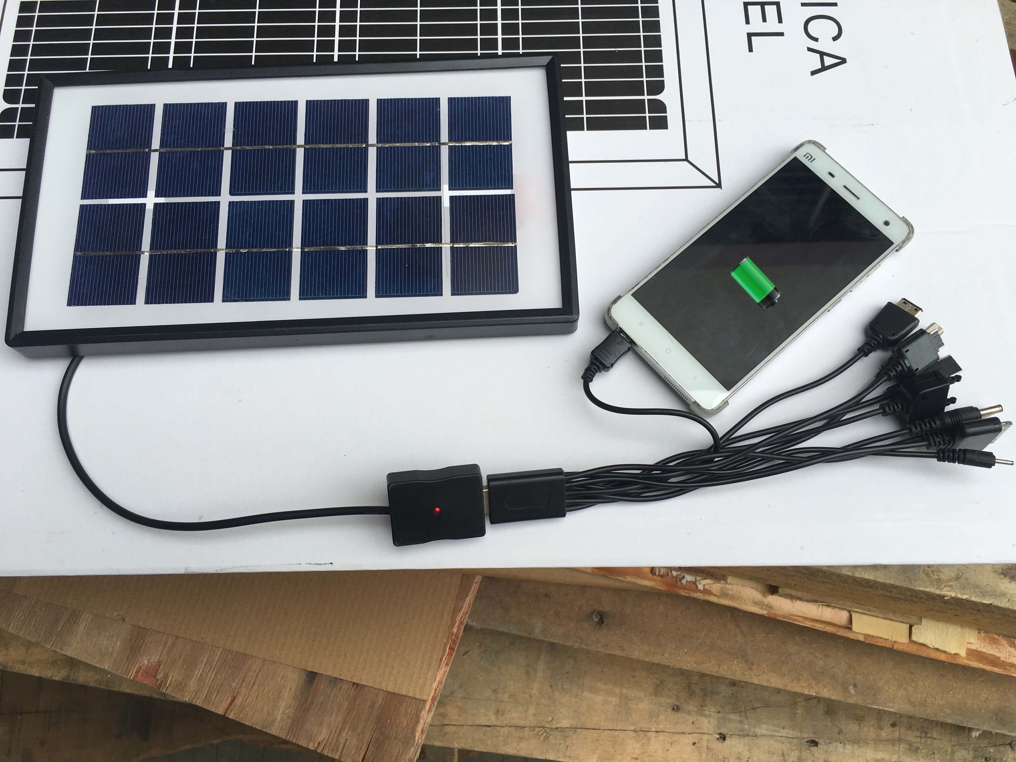 3W 6V poly solar panel with USB micro plugs for charging cell phone and multi plugs solar panel