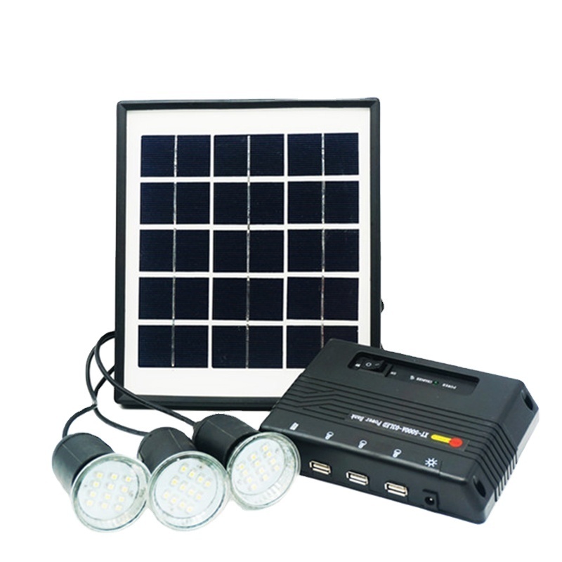 Mini solar lighting kits For Home Lighting with 4W/5V solar panel 3Ah Lithium battery