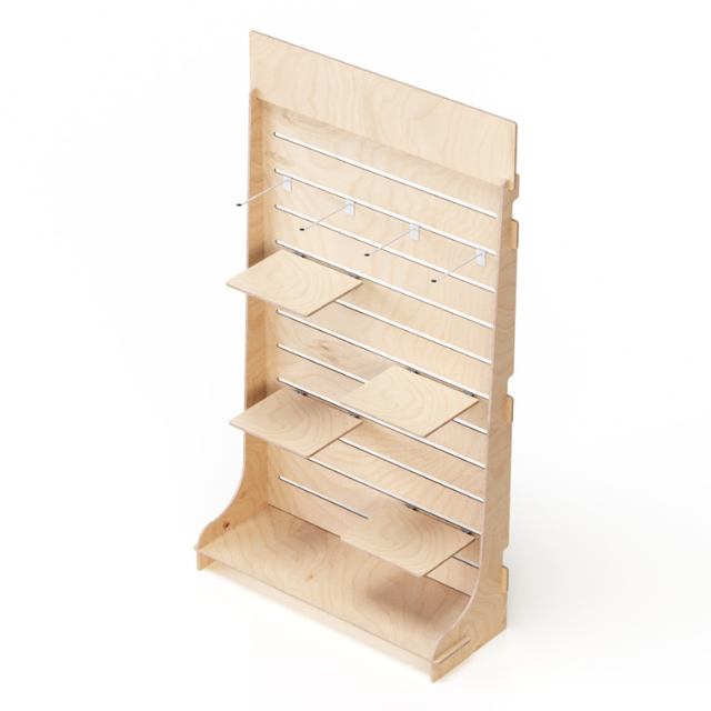 Wooden Floor Display Stand 92 x165 with Shelves and Hooks Wooden Display Stand for Exhibition