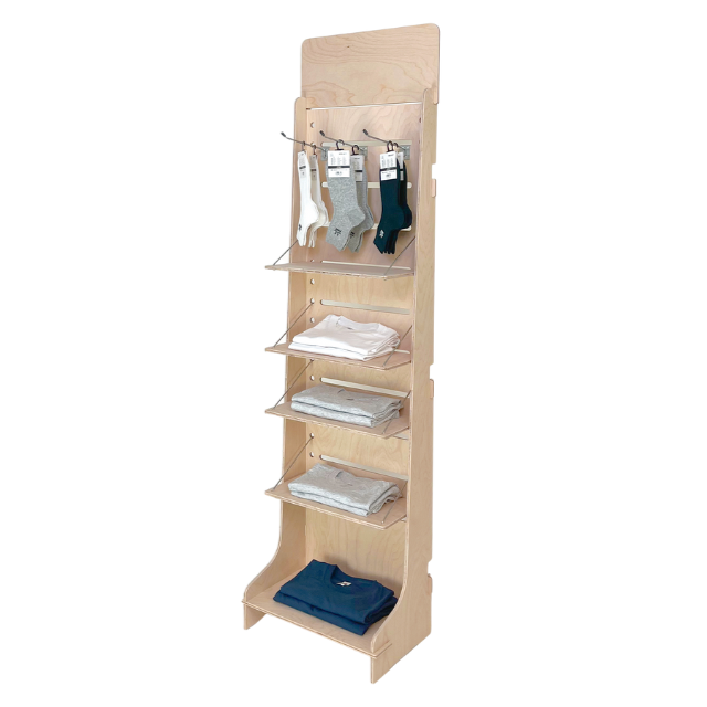 Versatile and Customizable Wood Shelves Display Eco Friendly Italian Modern Wooden Display stand for Fashion and Clothing Store