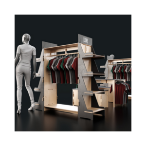 Retail Hanging Display Stand Custom Logo Interlocking Wooden Display Racks for Clothing Store