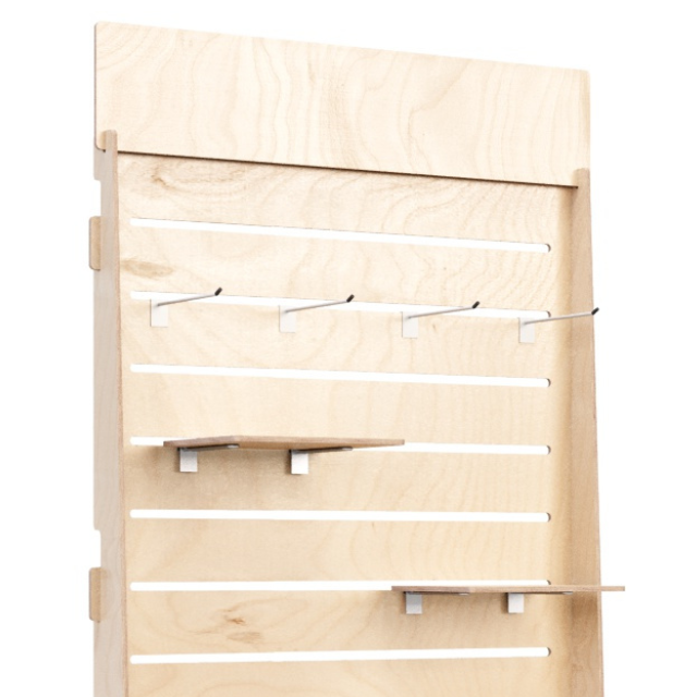 Wooden Floor Display Stand 92 x165 with Shelves and Hooks Wooden Display Stand for Exhibition