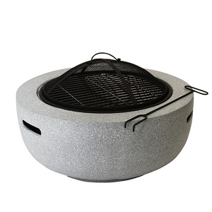 Esschert Design FF444 Price competitiveness sphere imitate cement concrete color 23.62in garden outdoor fire pit with grill