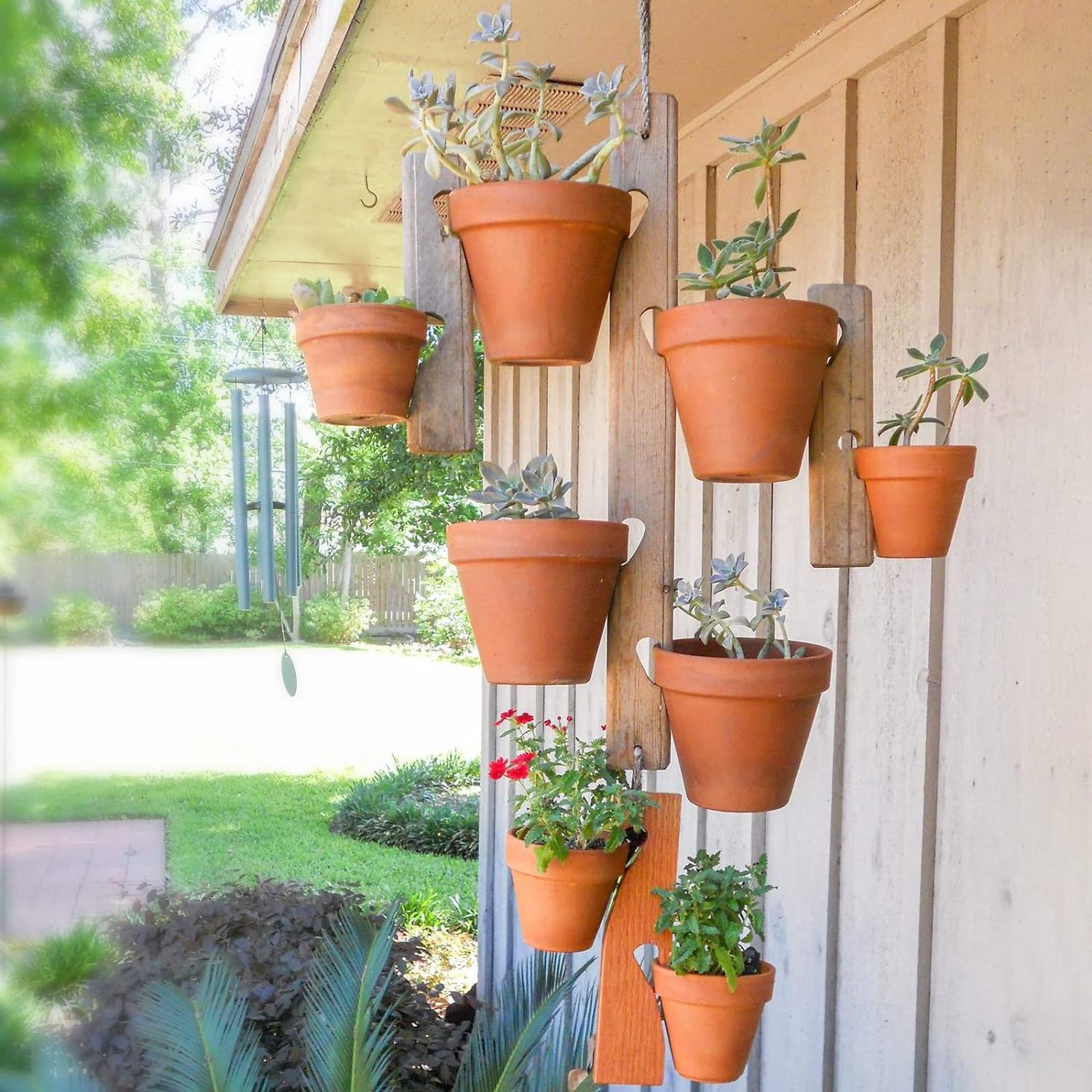 Wood Vertical Plant Hanger for Terracotta Pot, Wooden Hangers for Flower Pots, Vertical Gardening indoor