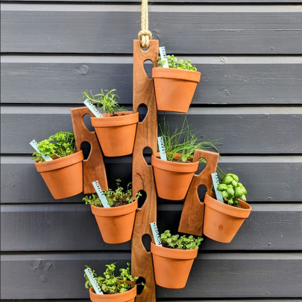 Wood Vertical Plant Hanger for Terracotta Pot, Wooden Hangers for Flower Pots, Vertical Gardening indoor