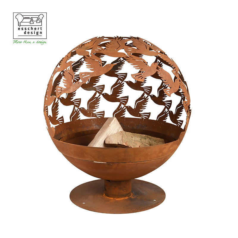 Wood Burning Fire Pit 3D Cut Corten Steel Rust Sphere Firepit Sphere