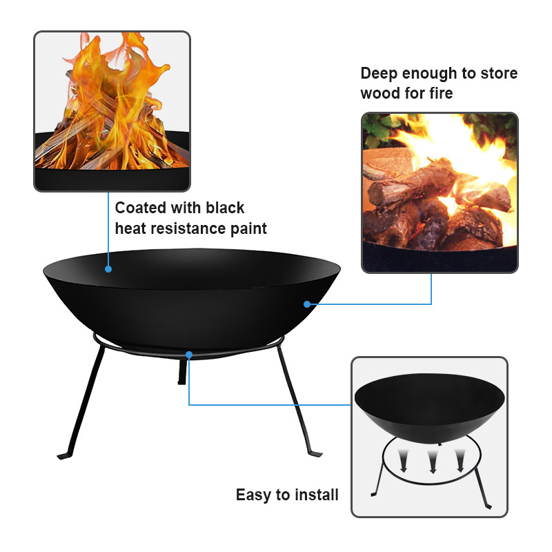 Esschert Design FF114 drainage hole in the center outdoor fire place pit wood burner fire pit fire pit with grilling grate