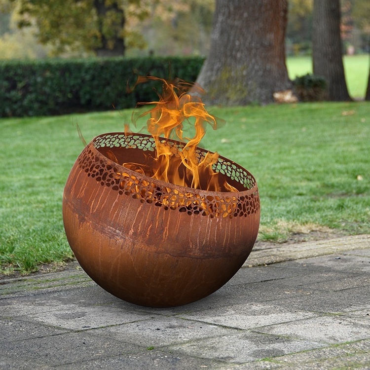 Rust Speckles Fire Pits Wood Burning Outdoor Garden Metal Ball Fire Pit Brasero