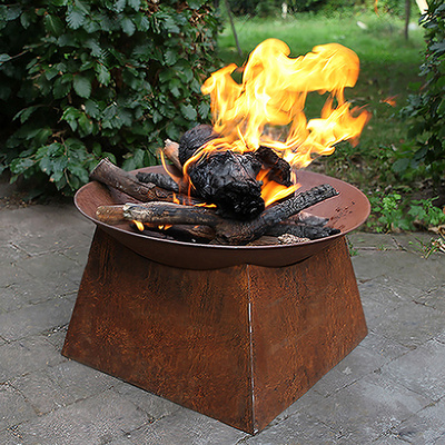 Esschert Design FF149 rusty outdoor fire pit outdoor steel fireplace wood burning bowl stove