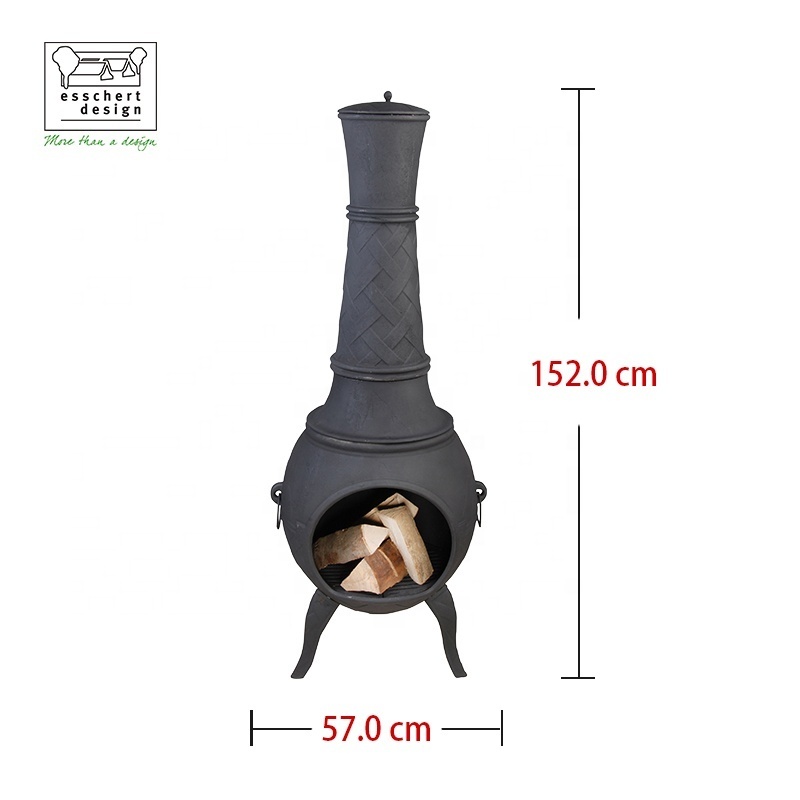 Esschert Design Fashion Style cast iron chimney shape fire pit