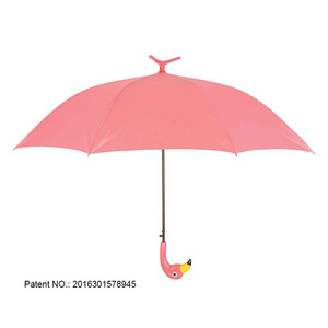 2021 New Design Flamingo Animals Kids Portable Pink Straight Umbrella Polyester Stretch