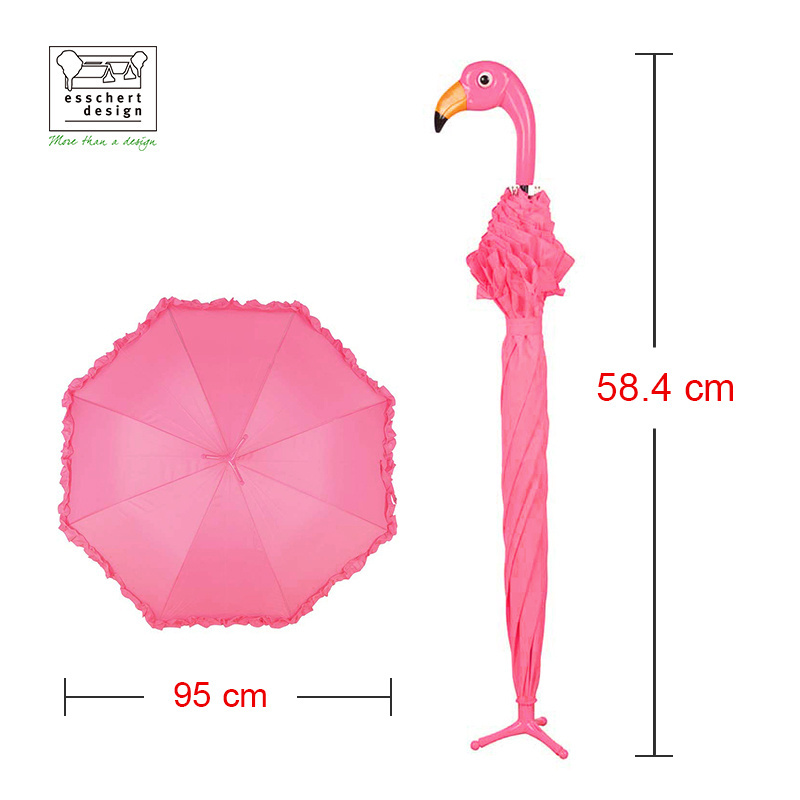 Beach Umbrella Girls Cartoon Umbrella Best Quality Unique Flamingo Shape Pink Color Stretch Free Samples Modern Luxury Umbrella