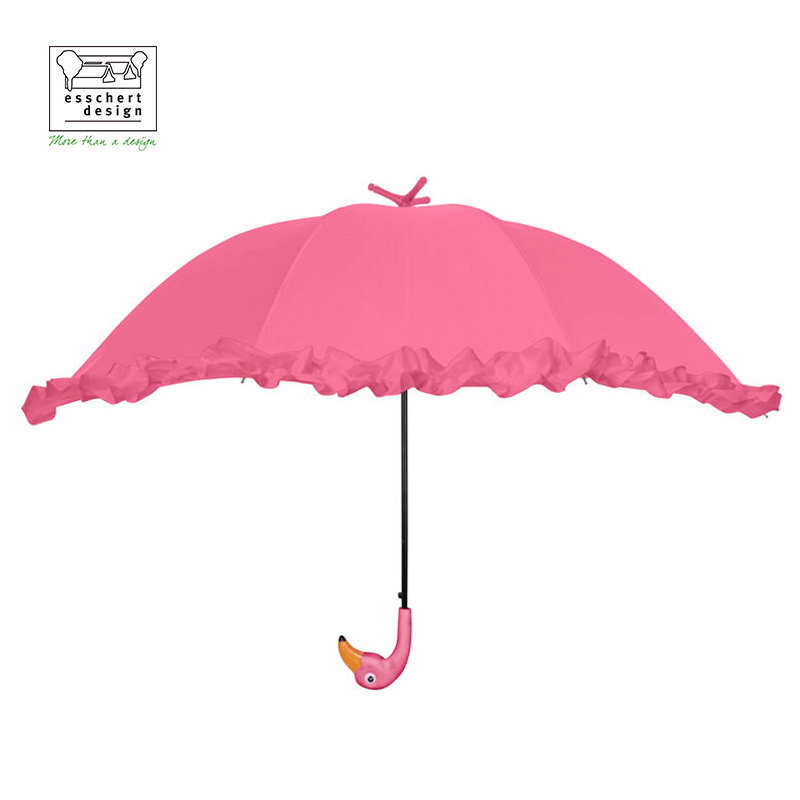 Beach Umbrella Girls Cartoon Umbrella Best Quality Unique Flamingo Shape Pink Color Stretch Free Samples Modern Luxury Umbrella