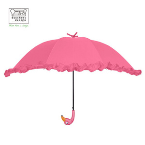 Beach Umbrella Girls Cartoon Umbrella Best Quality Unique Flamingo Shape Pink Color Stretch Free Samples Modern Luxury Umbrella