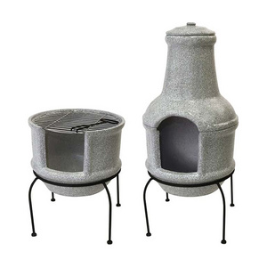 Esschert Design Having a unique style european ceramic grill concrete bbq brazier charcoal fire pit