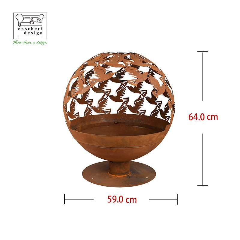 Wood Burning Fire Pit 3D Cut Corten Steel Rust Sphere Firepit Sphere