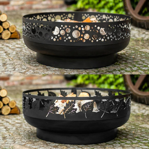 Stable quality round heat resistance paint 80x80x33cm Matt black steel metal patio fire pit wood burner