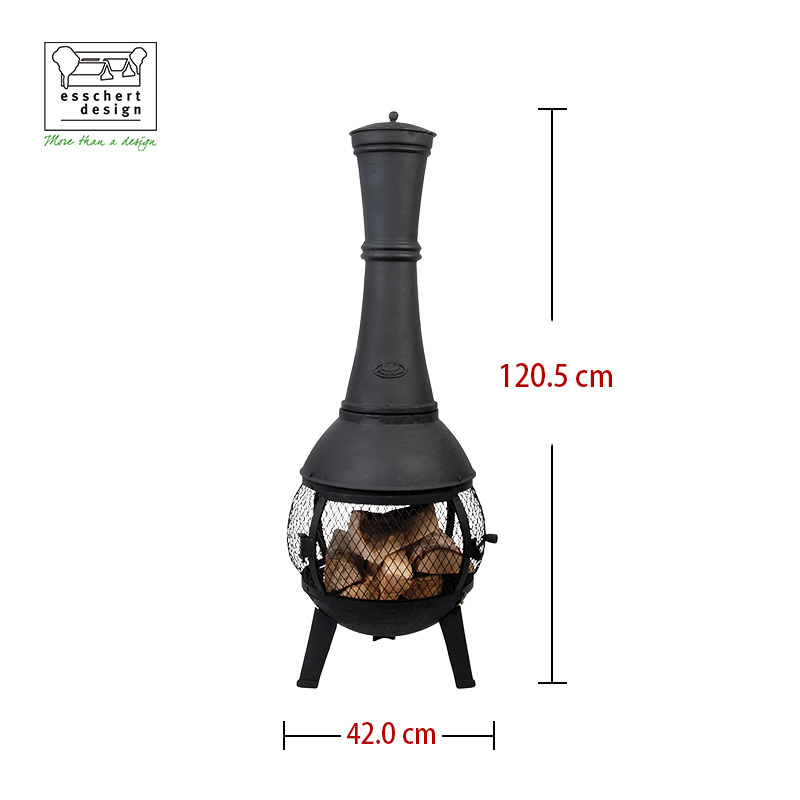 Esschert Design China Wholesale Fire Pit Cast Iron Brazier Fire Pit Open Grill Fire Pit Terrace Heater With Mesh Around