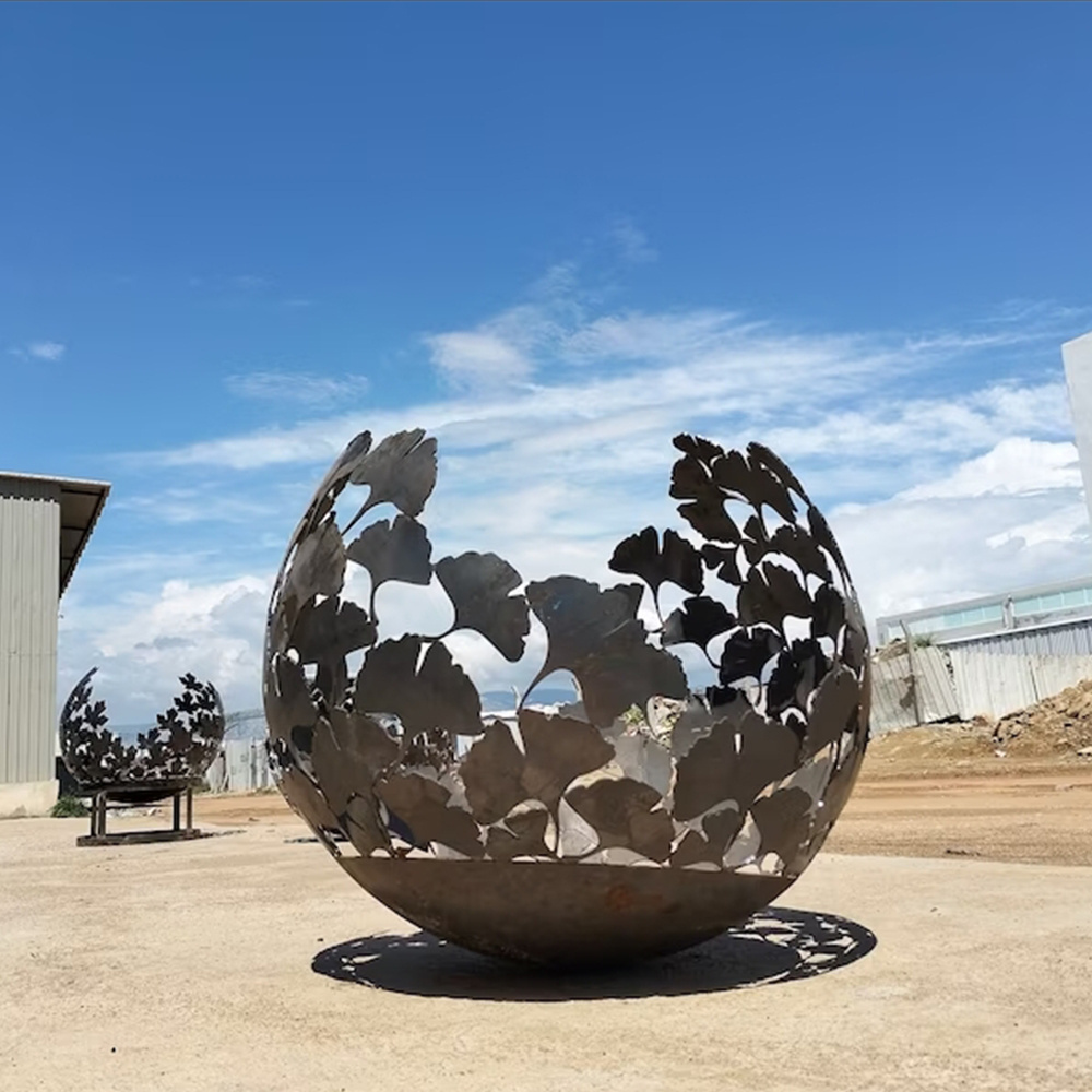 2024 New Design outdoor garden uk au usa birds firepit round steel metal sphere globe fire pit, fire ball