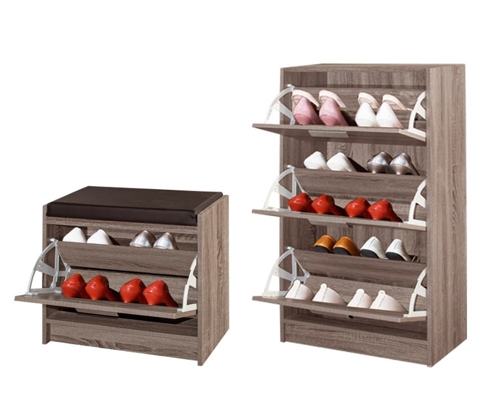 Modern Style Double Units Shoe Rack Cabinet SC212 Chipboard MDF Board Shoes Storage