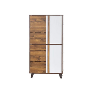 Factory Wholesale  6 Tiers Shoe Rack Cabinet with Doors SC503 Pacific Oak + White