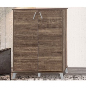 Dark Oak Color MDF Board Tall Shoe Rack Cabinet SC3152 with Soft Closing Hinges Malaysia Furniture