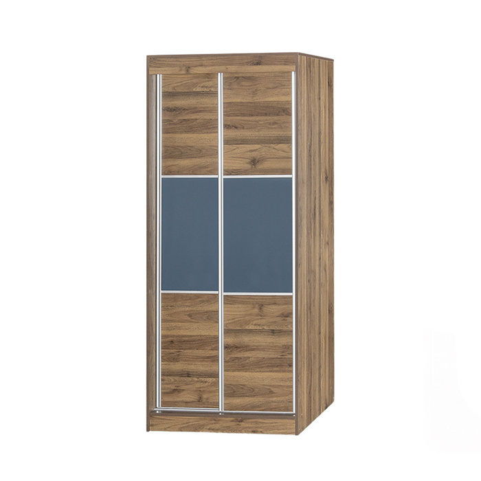 New Design Sliding Door Bedroom Wardrobe W208 Walnut & Graphite Grey Color Clothes Closet