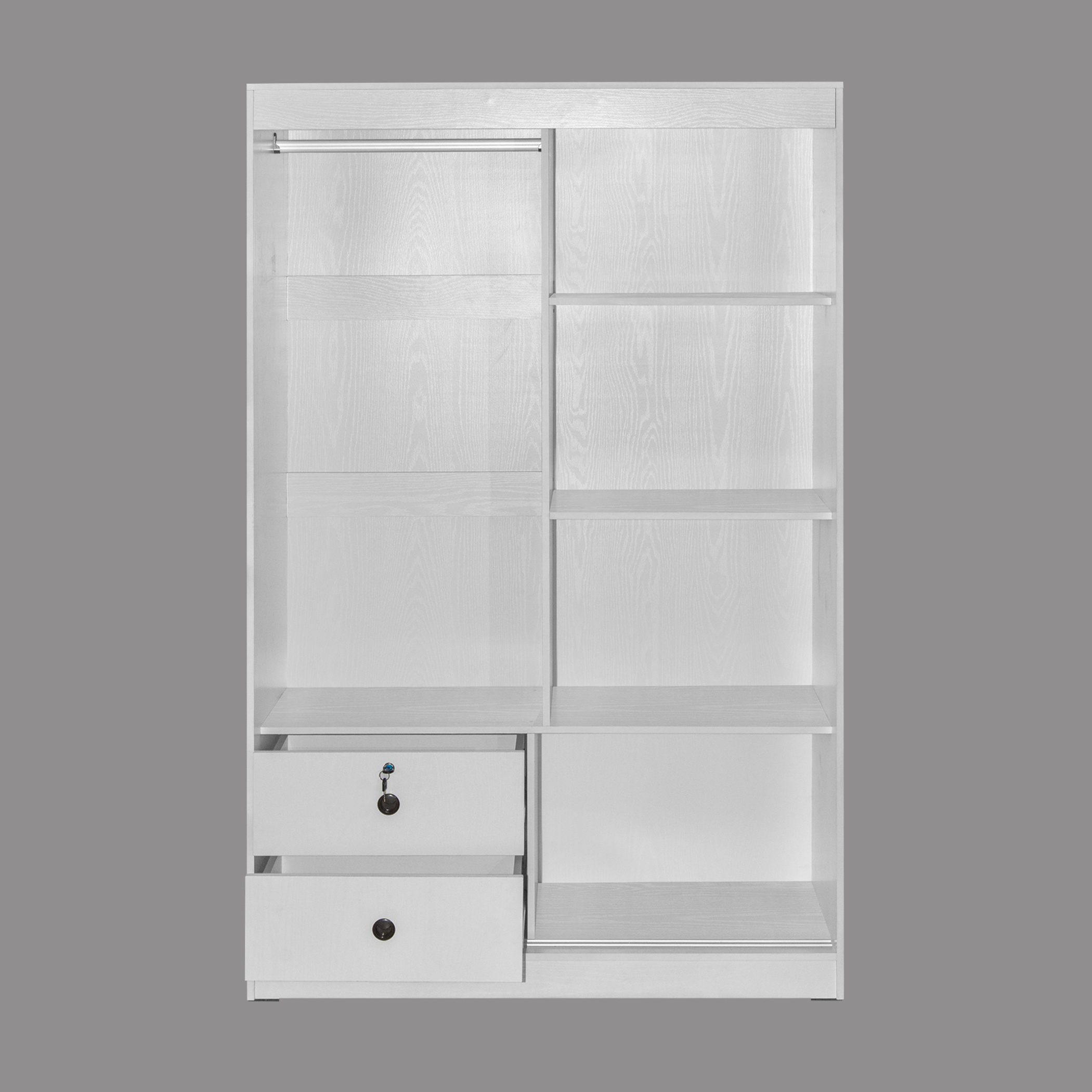 Sliding Door Closet Bedroom Wardrobe Cascio 120cm W4096 White Color Clothes Storage Cabinet