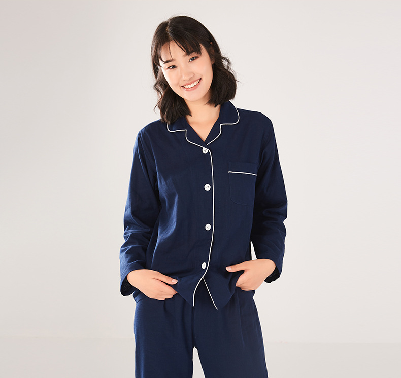 Custom Double Gauze Women Couple Bamboo Pajamas 100% Cotton Pyjamas Breathable Japanese Loungewear Women's Sleepwear