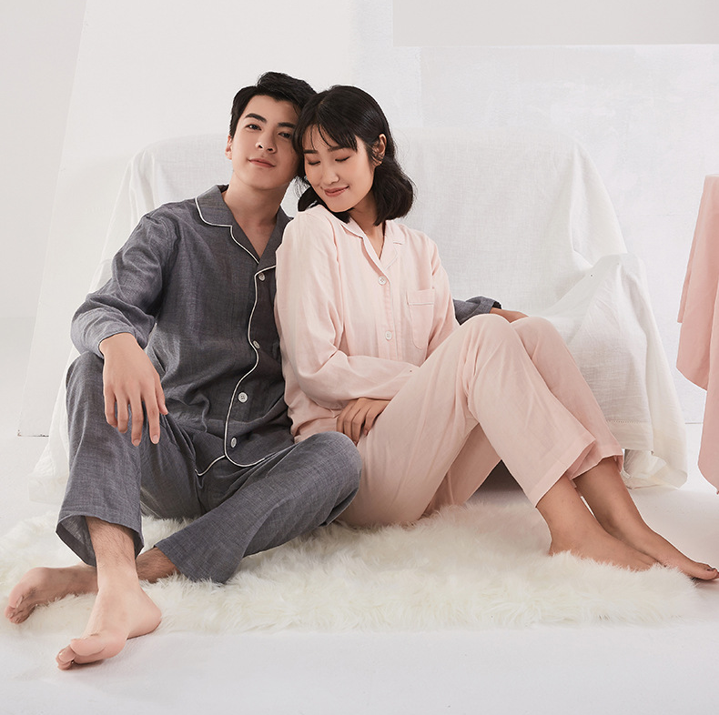 Custom Double Gauze Women Couple Bamboo Pajamas 100% Cotton Pyjamas Breathable Japanese Loungewear Women's Sleepwear