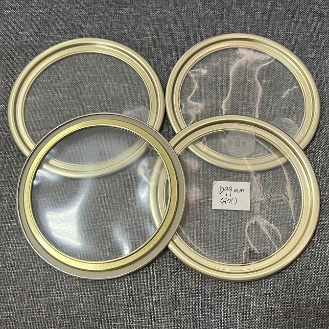 401 D99MM Clear Membrane Dry Goods Easy Peel Off Lids Transparent Film Cooking Easy Tear Cover with Aluminum Ring