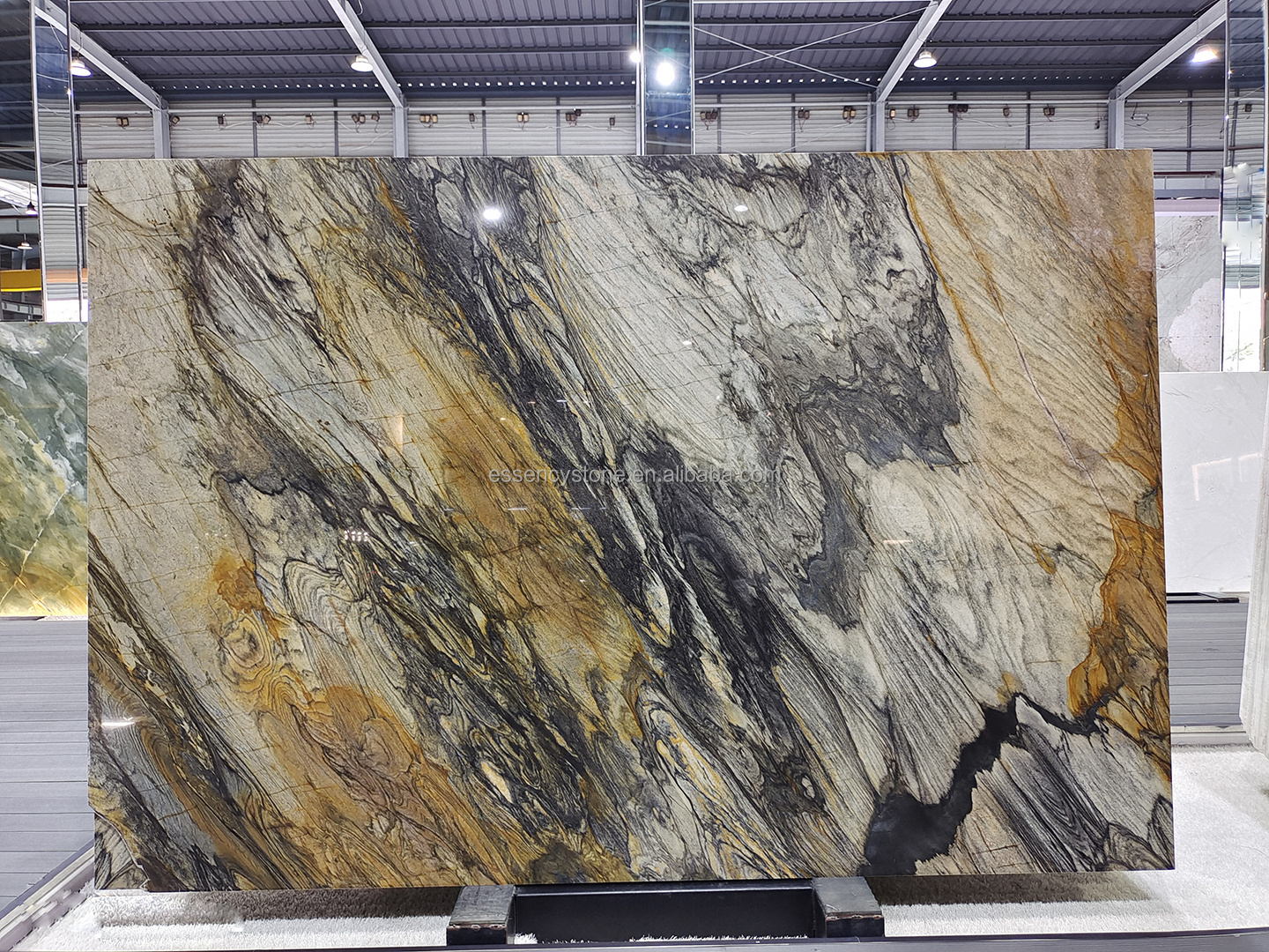 Brazil Natural Stone Veneer Sandalus Gold Brown Granite Quartzite Slabs Wall Floor Panel Tiles Factory Manufacturer Good Price